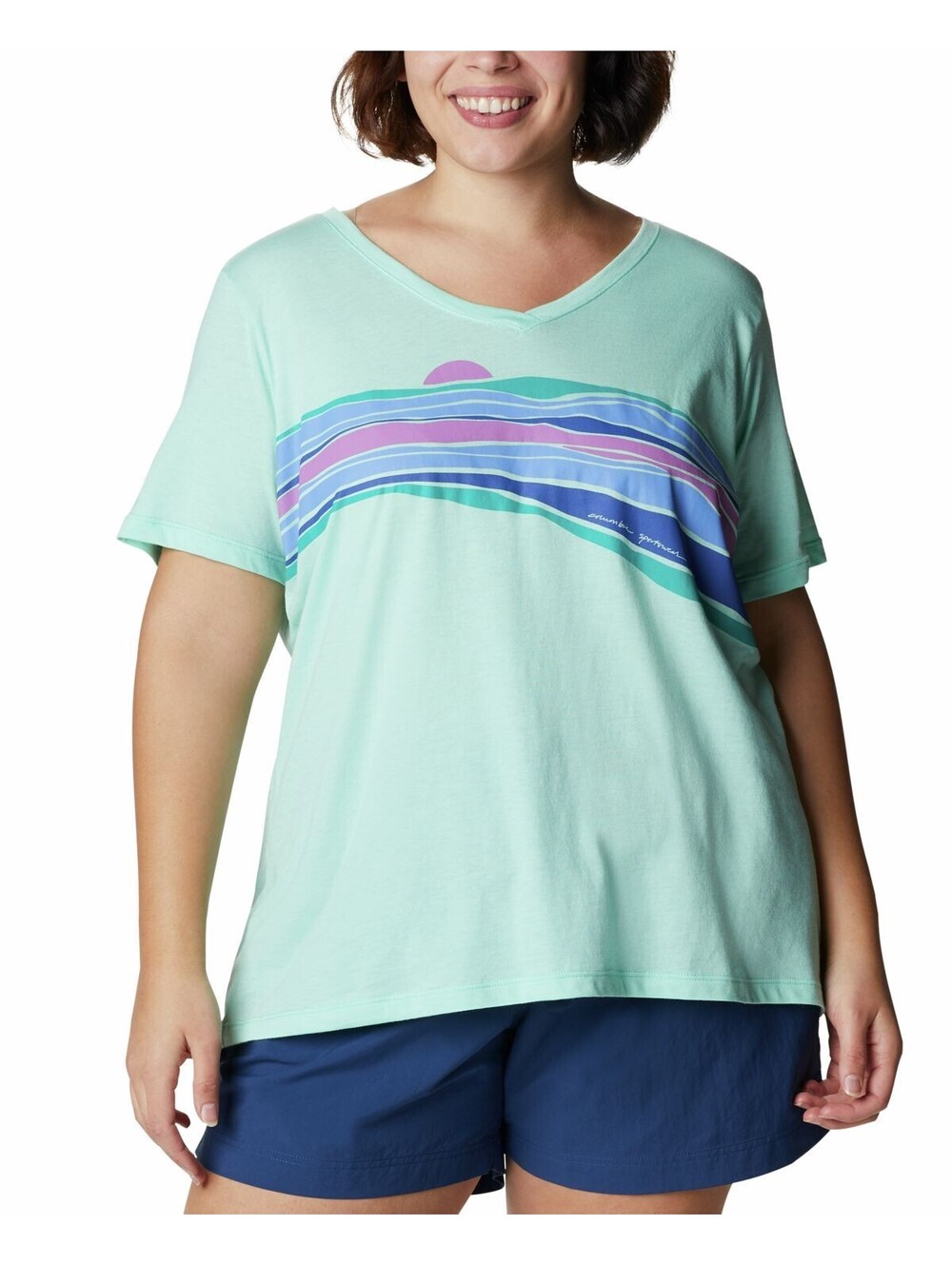 Columbia Womens Plus Size Bluebird Day Relaxed V-Neck Top Size 1X